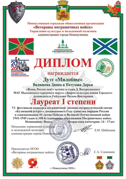 МИЛОTime ДИПЛОМ VI ФК ПВПП КО 2026 УКи МПАГН НГОО ВПВ 2018