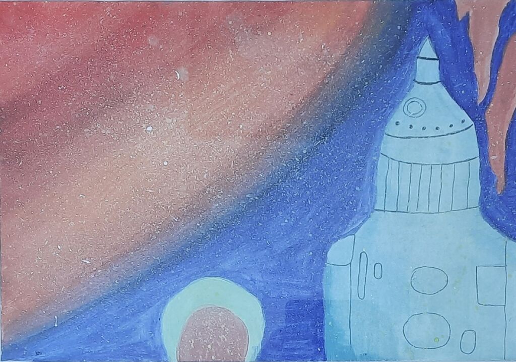 "Полёт на луну" Гелиана Минини,15 лет. Детская изостудия "Мозаика"