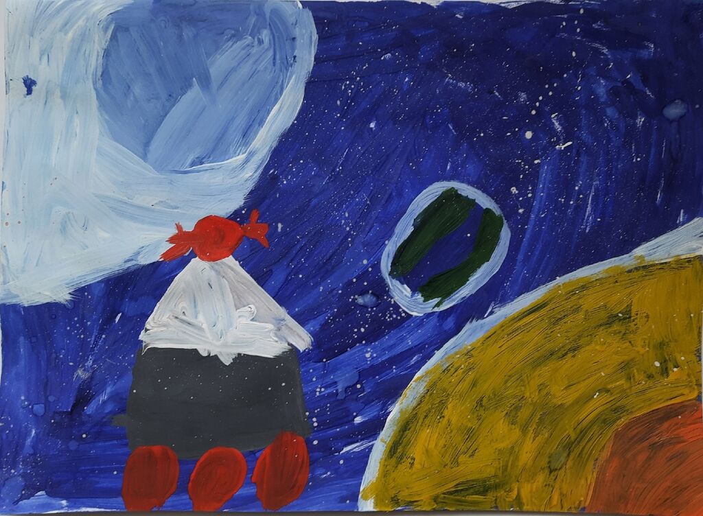 "Полёт на луну" Сутайкина Лада, 5 лет. Детская изостудия "Мозаика"