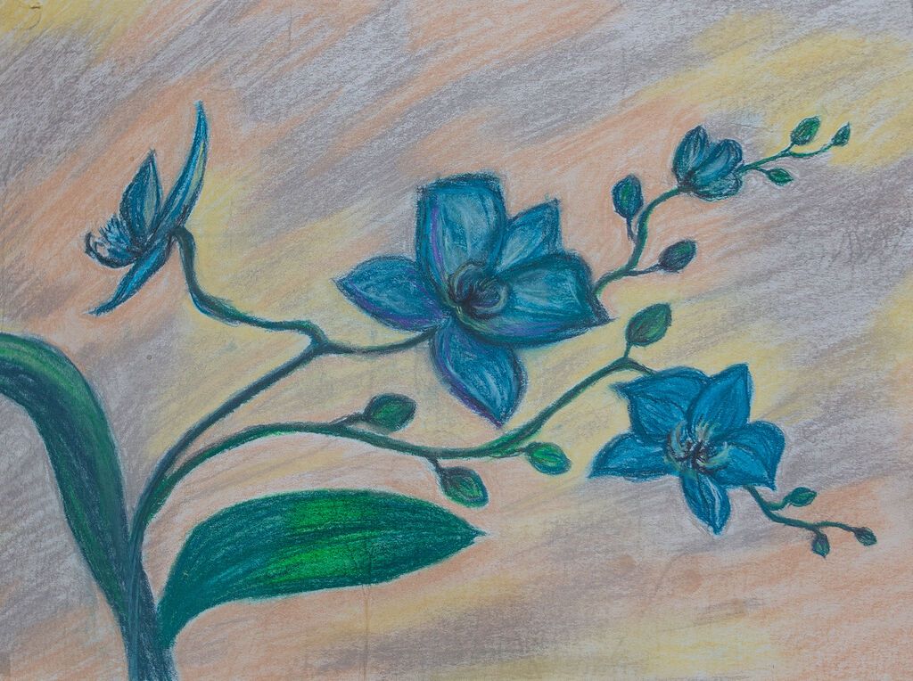 Синяя орхидея (Бумага, пастель; 2020г)
